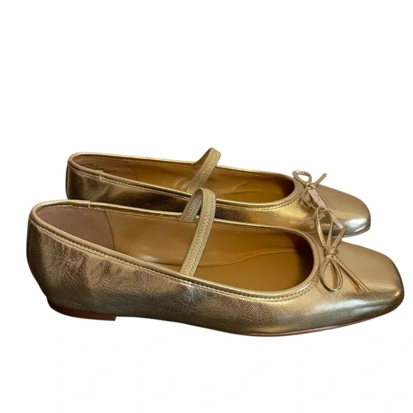 J. Crew Factory Ballet Fats with Strap Gold Size 8 NEW - Picture 3 of 6